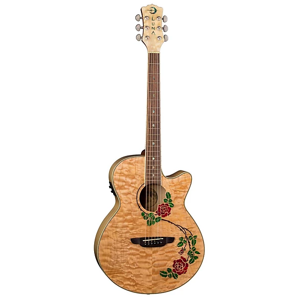 Luna Flora Rose Acoustic Electric Guitar Gloss Natural