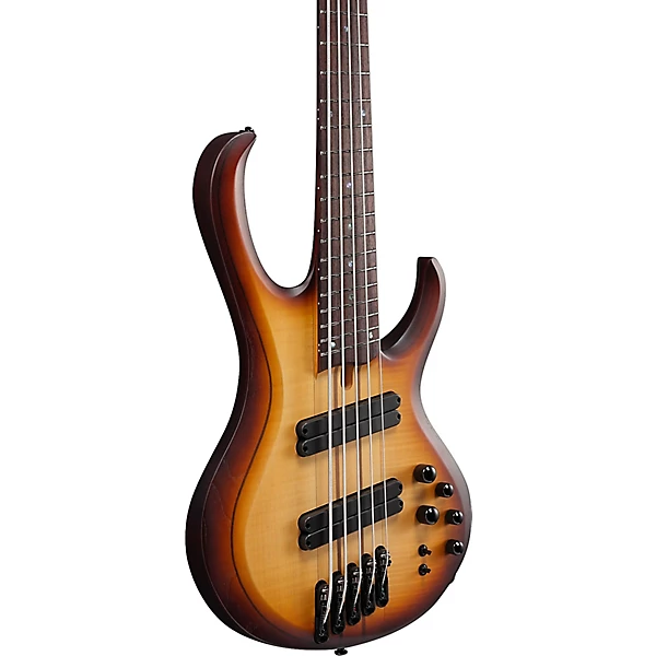 BTB705LM 5 String Multi Scale Electric Bass Guitar Natural Browned Burst Flat