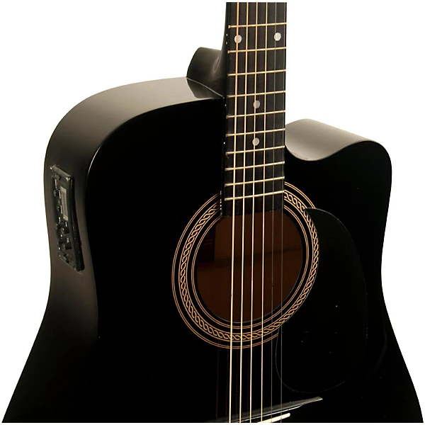 Rogue RA 090 Dreadnought Cutaway Acoustic Electric Guitar Black