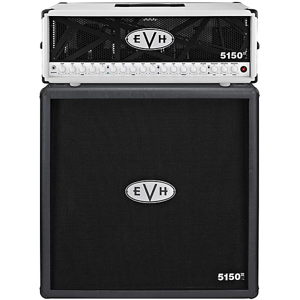 EVH 5150III 100W Guitar Tube Head, Ivory With 5150III 4x12 Guitar Cab, Black