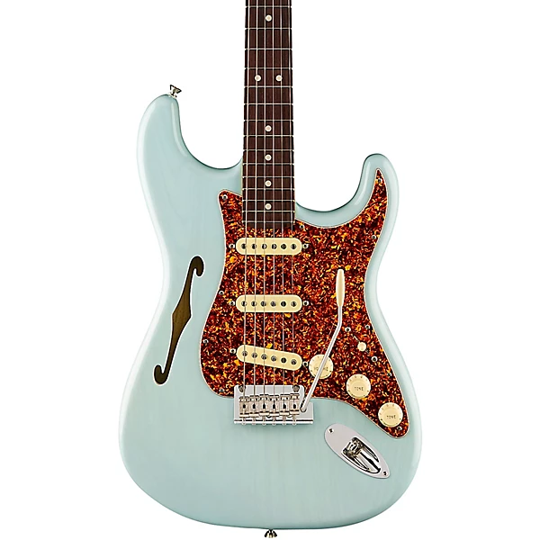Fender American Professional II Stratocaster Thinline Limited Edition Electric Guitar Transparent Daphne Blue