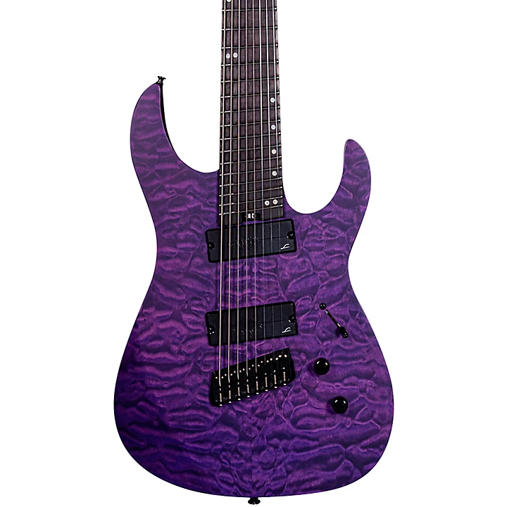 Ninja 8 String Multi Scale Super Shred Series Quilted Maple Electric Guitar Purple