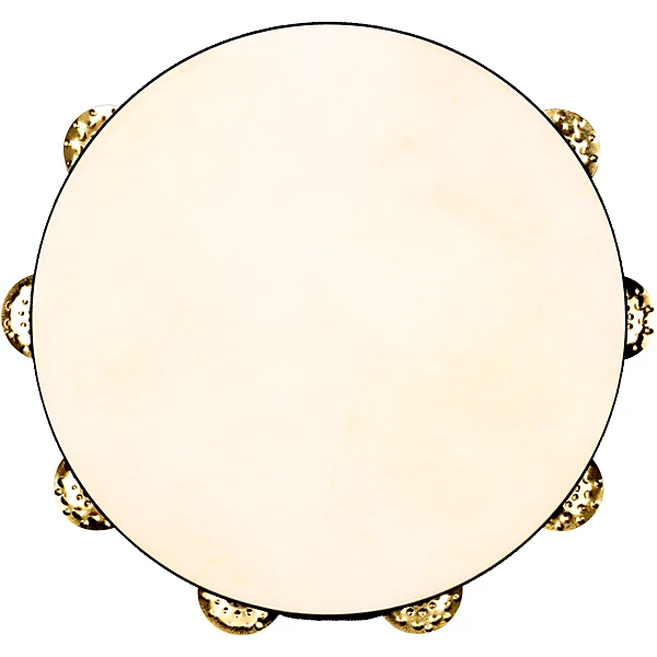 MEINL Vintage Goat Skin Wood Tambourine Two Rows Brass Jingles Walnut Brown 10 in.