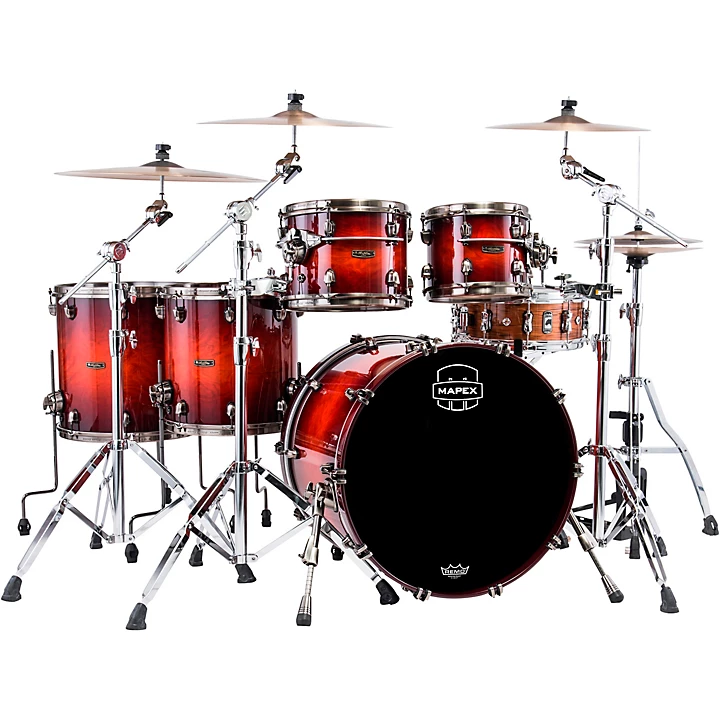 Limited Edition Saturn Evolution Workhorse 5 Piece Shell Pack With 22 Bass Drum Maple Burl Blaze