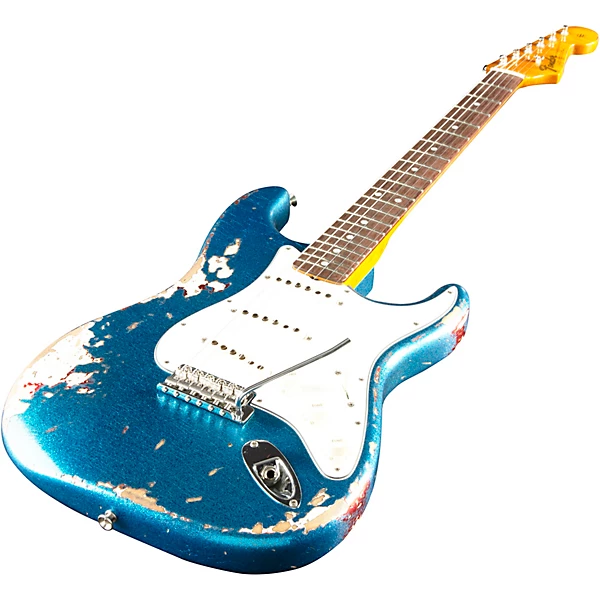 Fender Custom Shop Limited Edition Texas Stratocaster Heavy Relic Electric Guitar Blue Flake/Candy Apple Red/Aged Olympic White