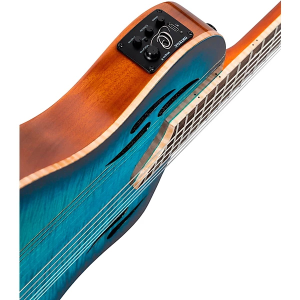 RTPDLX Flamed Maple Nylon String Acoustic Electric Guitar Blue Burst