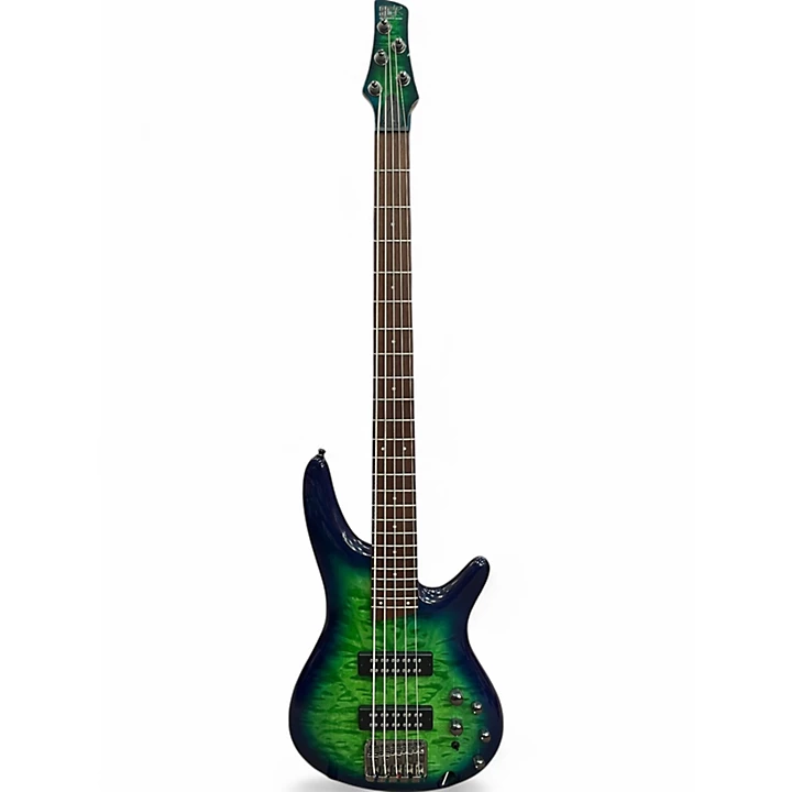 Used 2022 Ibanez SR405 5 String BLUE GREEN BURST Electric Bass Guitar