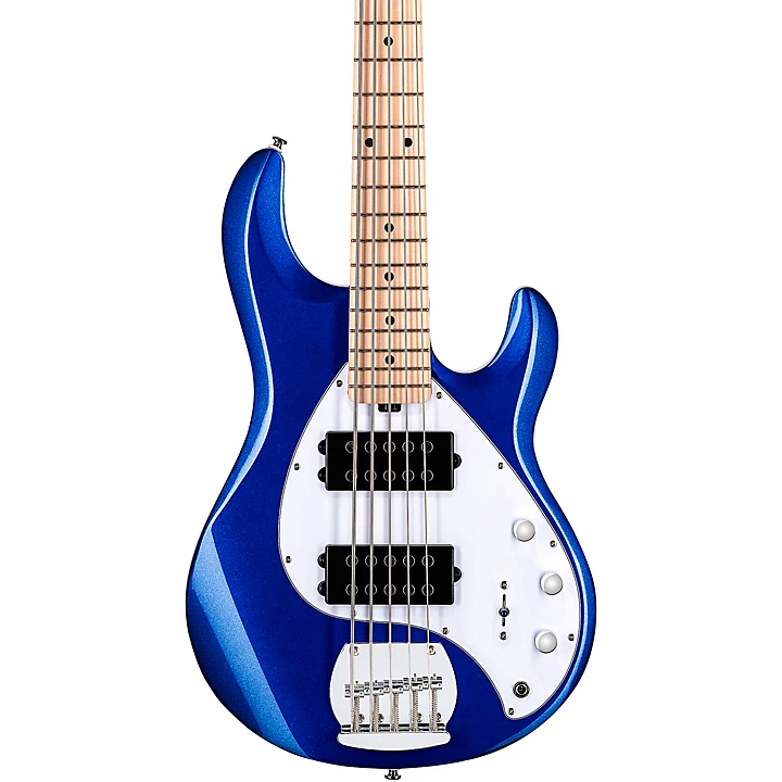 Sterling by Music Man StingRay Ray5HH Maple Fingerboard 5 String Electric Bass Guitar Cobra Blue