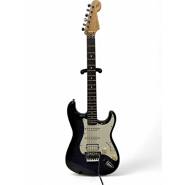 Used Fender MIJ STRATOCASTER FLOYD ROSE BLUE FLAME Solid Body Electric Guitar