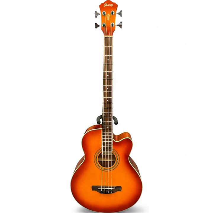 Used Ibanez AEB20E Orange BURST Acoustic Bass Guitar