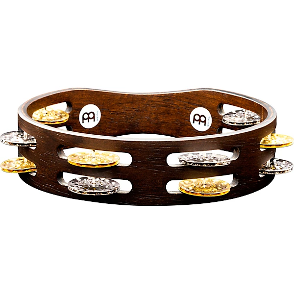 Compact Wood Tambourine 8 in Walnut Brown