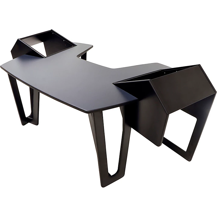 AIRE Producer Workstation with 8ru Racks on Left Right Hautelink Desktop Black Legs