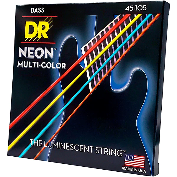 Hi Def NEON Multi Color Coated Medium 4 String Bass Strings