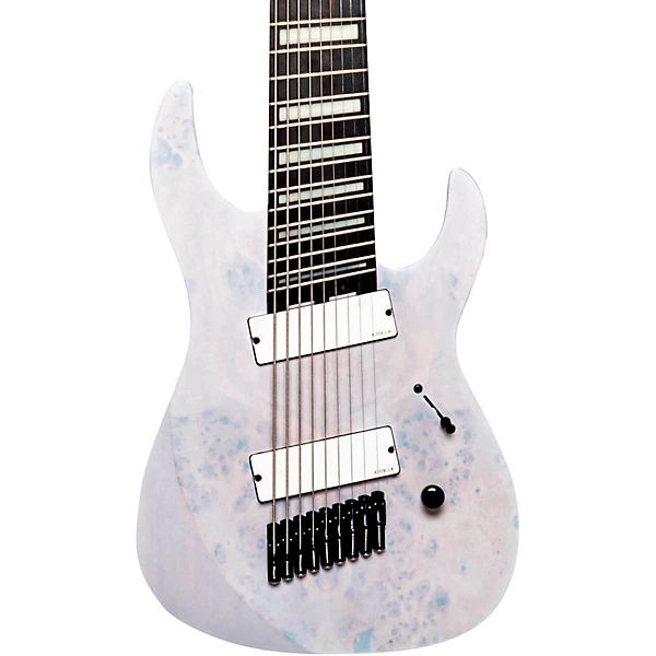 LM 9 Lucas Mann Ninja 9 string Multi Scale Signature Electric Guitar Trans White