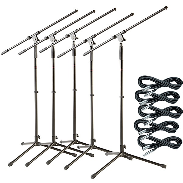 Tripod Mic Stand with 20 Foot Mic Cable 5 Pack