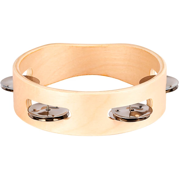 Nino Single Row Wood Tambourine, Natural 6 in.