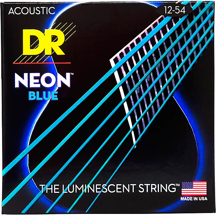 Hi Def NEON Blue Coated Medium Acoustic Guitar Strings