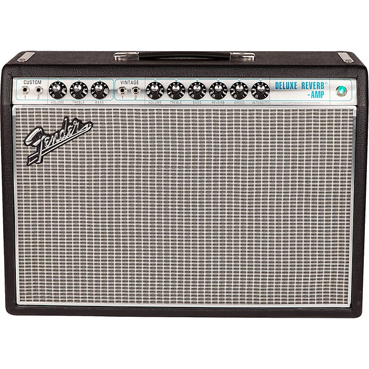 Fender 68 Custom Deluxe Reverb 22W 1x12 Tube Guitar Combo Amp with Celestion G12V 70 Speaker Level 2 Black