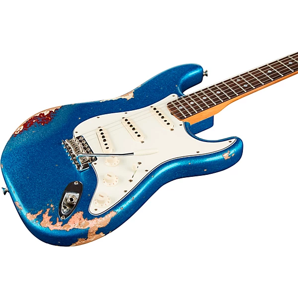 Fender Custom Shop Limited Edition Texas Stratocaster Heavy Relic Electric Guitar Blue Flake/Candy Apple Red/Aged Olympic White