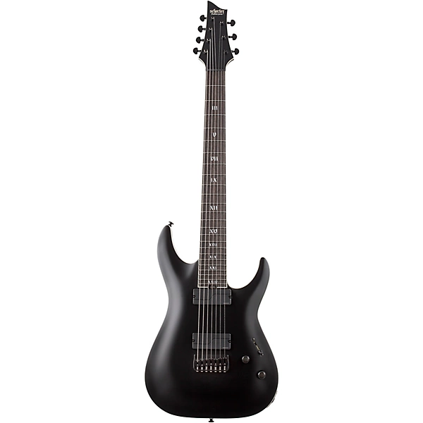 Schecter Guitar Research C 7 SLS Elite Evil Twin 7 String Electric Guitar Satin Black