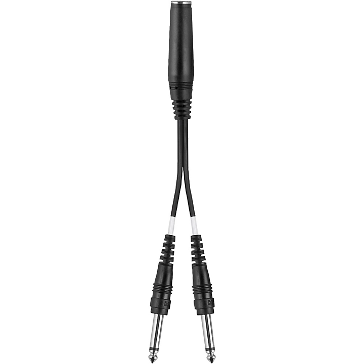 Essential Y Adapter 1 4 TS Female to 1 4 TS Male Black 6 in
