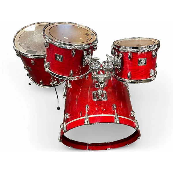 Yamaha Used Yamaha 4 Piece Oak Custom Red Gloss Drum Kit.gc