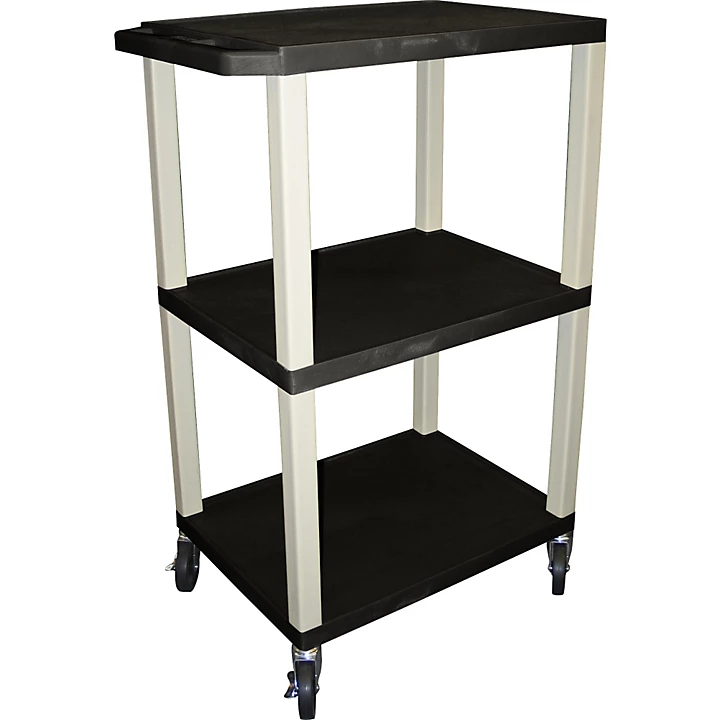 Tuffy Plastic 42 3 Shelf Utility Cart Blue and Nickel Small