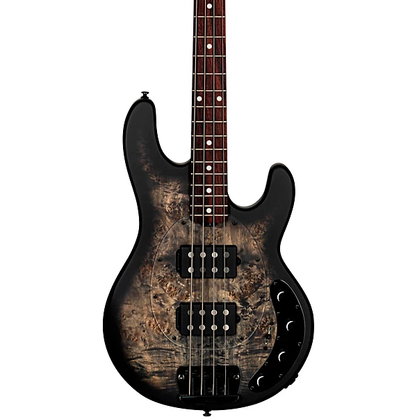 Stingray Ray34HH Burl Top Electric Bass Trans Black Satin