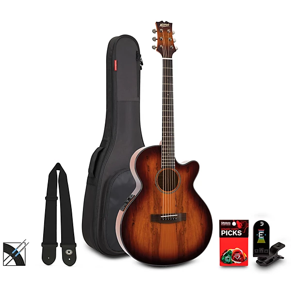 MX430 Spalted Maple Acoustic Electric Guitar Pack Whiskey Burst