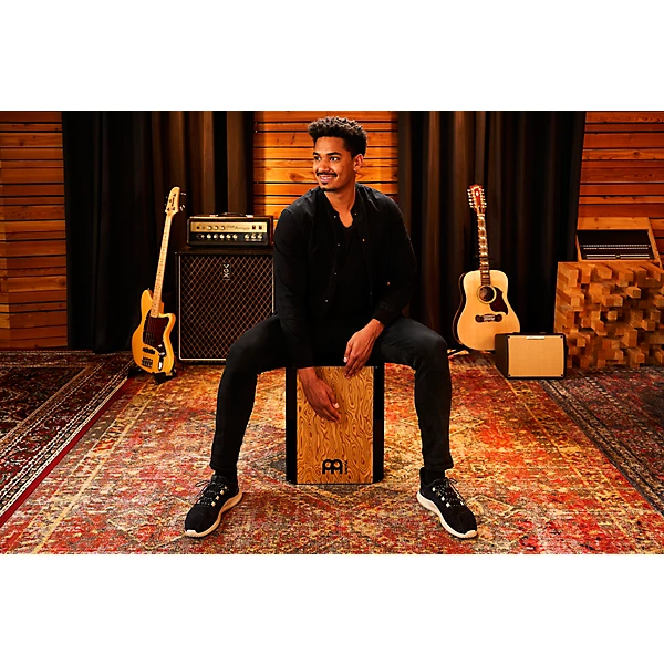 Vertical Subwoofer Snare Cajon Black Makah Burl Frontplate