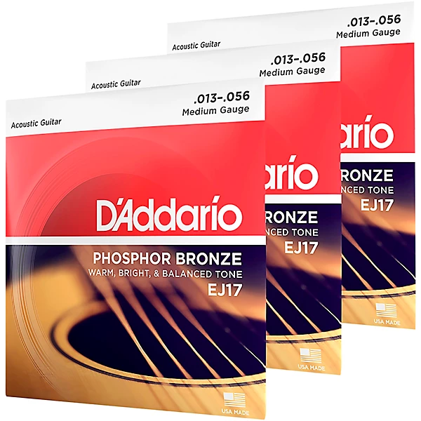 EJ17 Phosphor Bronze Medium Acoustic Strings 3 Pack