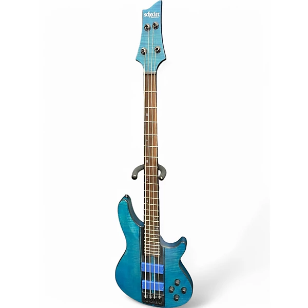 Used Schecter Guitar Research C4 GT Satin Trans Blue Electric Bass Guitar