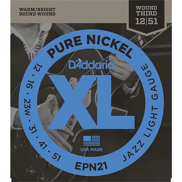 EPN21 Pure Nickel Jazz Lite Electric Guitar Strings