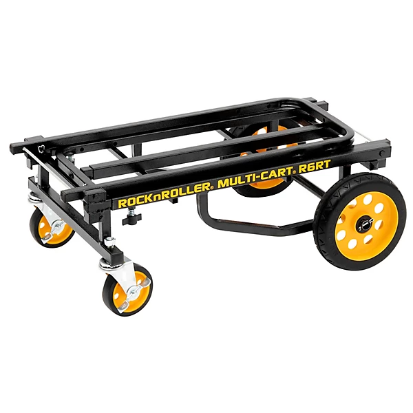R6RT Multi Cart 8 in 1 Equipment Transporter Cart Black Frame Yellow Wheels Mini