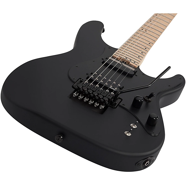 Sun Valley Super Shredder Floyd Rose Electric Guitar Satin Black Black Pickguard