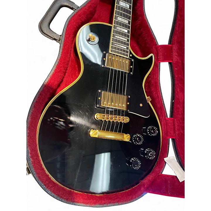 Vintage 1979 Gibson Les Paul Custom Black and Gold Solid Body Electric Guitar