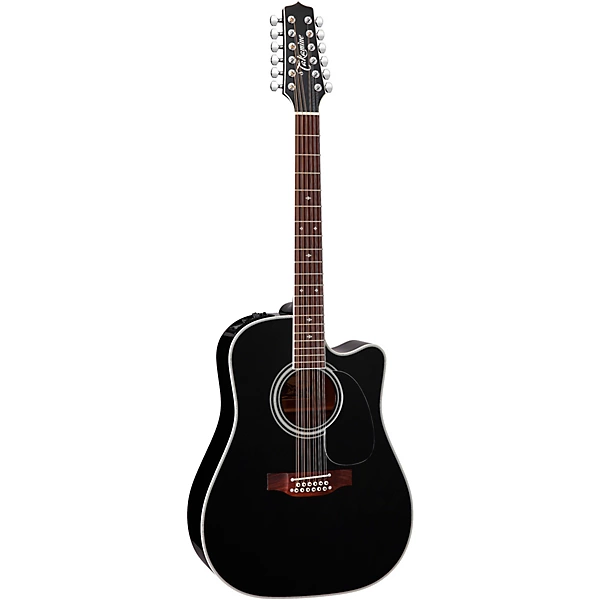 Takamine EF381SC 12 String Dreadnought Cutaway Acoustic Electric Guitar Black