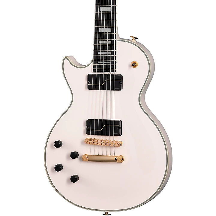 Matt Heafy Origins Les Paul Custom 7 String Left Handed Electric Guitar Bone White