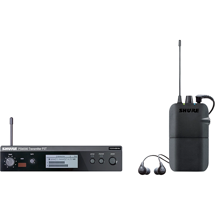 Shure PSM 300 Wireless Personal Monitoring System With SE112 GR Earphones Level 1 Frequency H20 J15012004004000.gc