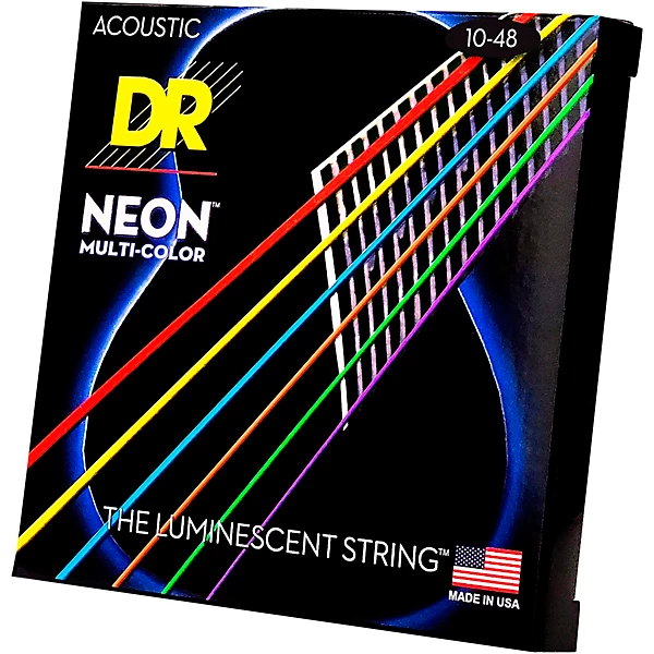 Hi Def NEON Multi Color Coated Lite Acoustic Guitar Strings