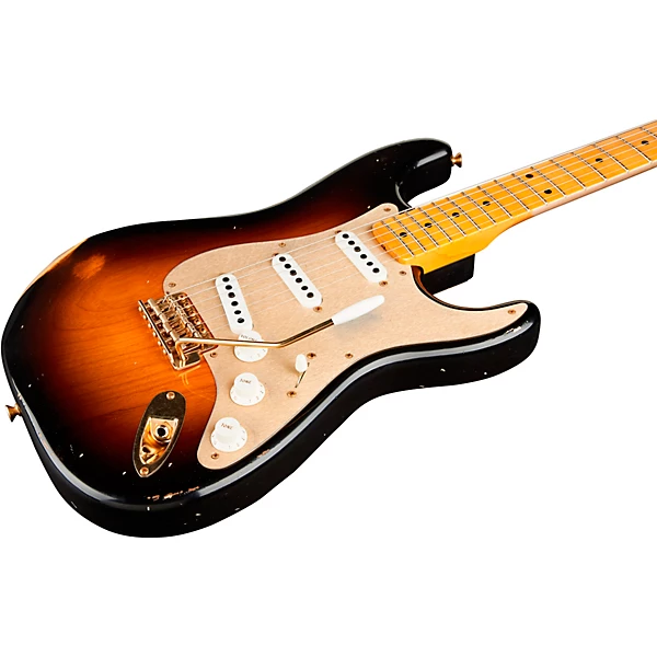 Limited Edition 55 Stratocaster Relic Gold Hardware Electric Guitar Wide Fade 2 Color Sunburst