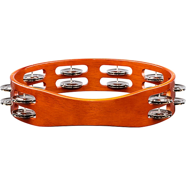 Wood Tambourine Two Rows Steel Jingles