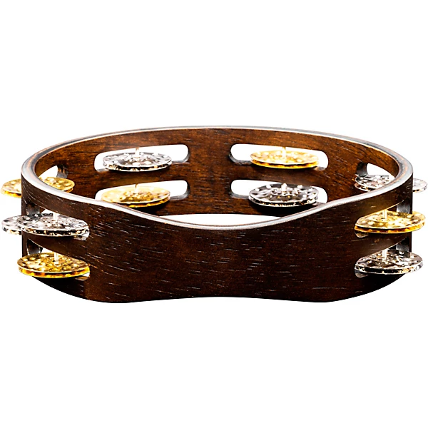 Compact Wood Tambourine 8 in Walnut Brown