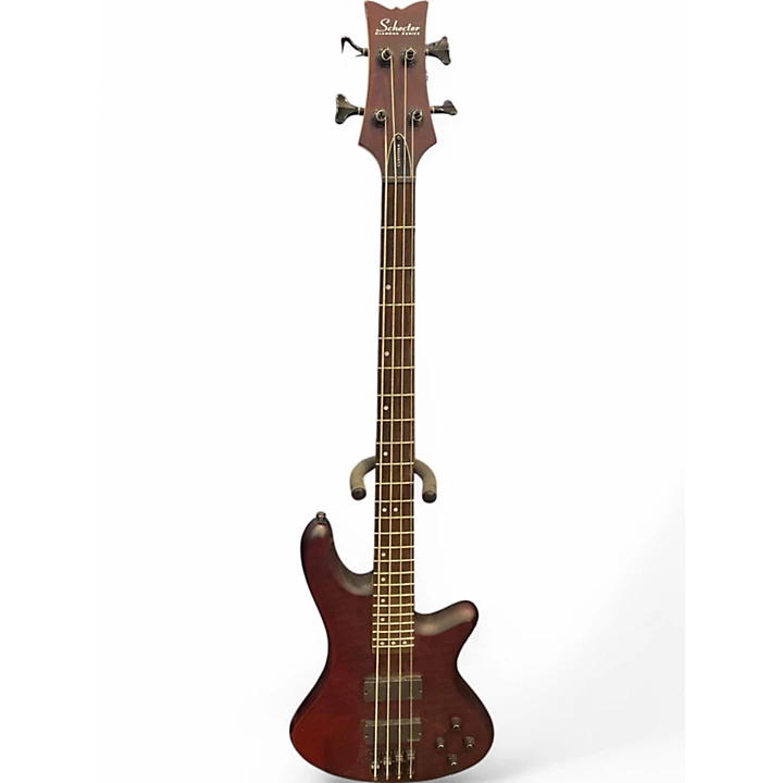Used Schecter Guitar Research Stiletto Custom 4 String Burgundy Electric Bass Guitar