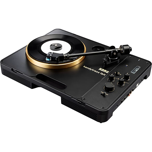 handytraxx 1bit High Resolution Portable Record Player with NuTube Black Gold