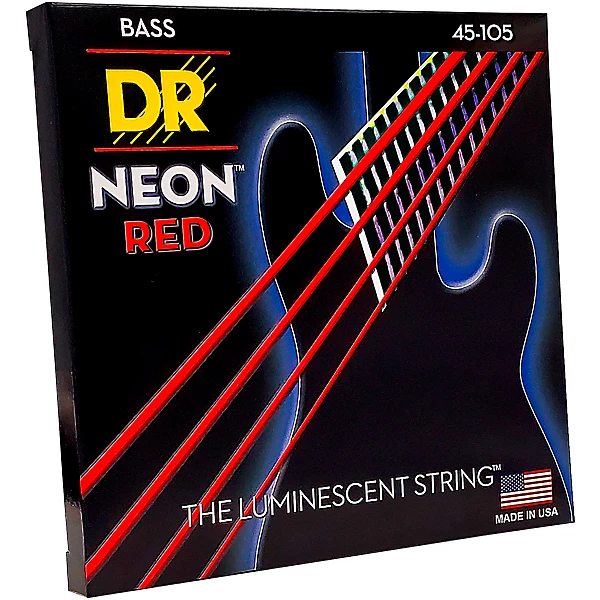 Hi Def NEON Red Coated Medium 4 String 45 105 Bass Guitar Strings