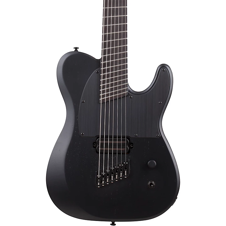 Schecter Guitar Research PT 7 MS Black Ops 7 String Electric Guitar Satin Black Open Pore