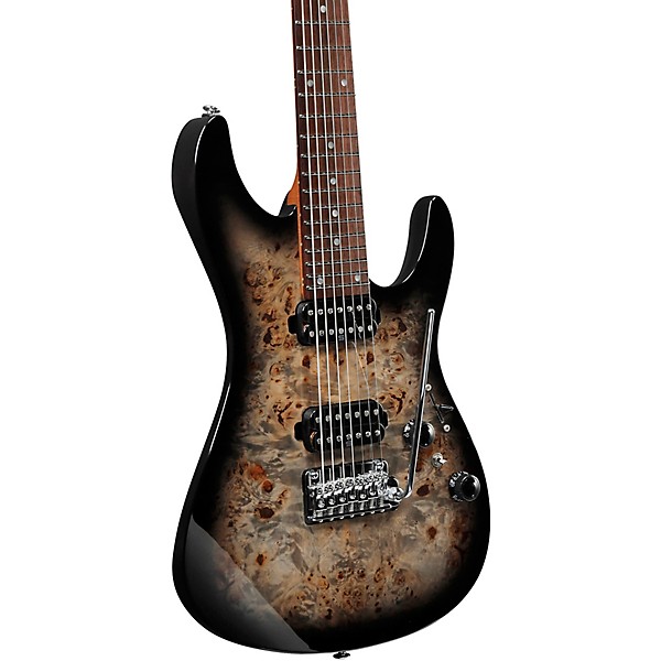 AZ Premium 7 String Electric Guitar Charcoal Black Burst