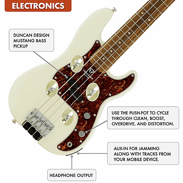 TB 4P Electric Travel Bass Pearl White
