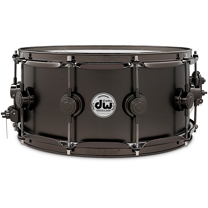Collectors Series Satin Black Over Brass Snare Drum With Satin Chrome Hardware